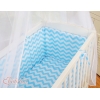 Bettwäsche Set 6tlg für Beistellbett FABIO - Basic Zick-Zack - blau