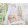 Bettwäsche Set Babybett 11-tlg mit Moskitonetz - Hängende Herzen Beige-Punktemuster