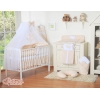 Bettwäsche Set Babybett 11-tlg mit Moskitonetz - Hängende Herzen Beige-Punktemuster