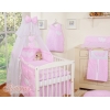 Bettwäsche Set Babybett 11-tlg mit Moskitonetz - Hängende Herzen Rosa-Punktemuster