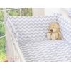 Bettwäsche Set für Babybett 3-tlg - Chevron grau