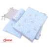 Bettwäsche Set für Babybett 3-tlg - doppelseitig - blaue Hasen/grau
