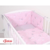 Bettwäsche Set für Babybett 3-tlg - doppelseitig - rosa Hasen/grau