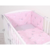 Bettwäsche Set für Babybett 3-tlg - doppelseitig - rosa Hasen/grau