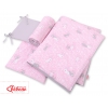 Bettwäsche Set für Babybett 3-tlg - doppelseitig - rosa Hasen/grau