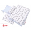 Bettwäsche Set für Babybett 3-tlg - doppelseitig - Wolken grau/blau