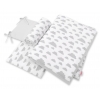 Bettwäsche Set für Babybett 3-tlg - doppelseitig - Wolken grau/grau