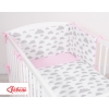 Bettwäsche Set für Babybett 3-tlg - doppelseitig - Wolken grau/rosa