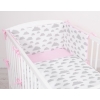 Bettwäsche Set für Babybett 3-tlg - doppelseitig - Wolken grau/rosa