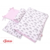 Bettwäsche Set für Babybett 3-tlg - doppelseitig - Wolken grau/rosa