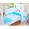 Bettwäsche Set für Babybett 3-tlg - Eulen Bigi Zibi & Adele türkis