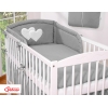 Bettwäsche Set für Babybett 3-tlg - Hängende Herzen anthrazit