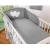 Bettwäsche Set für Babybett 3-tlg - Hängende Herzen anthrazit