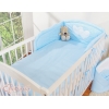 Bettwäsche Set für Babybett 3-tlg - Hängende Herzen blau gestreift