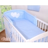 Bettwäsche Set für Babybett 3-tlg - Hängende Herzen Blau-Punktemuster