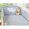 Bettwäsche Set für Babybett 3-tlg - Hängende Herzen Grey-Punktemuster