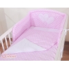 Bettwäsche Set für Babybett 3-tlg - Hängende Herzen Rosa-Punktemuster