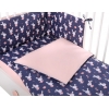 Bettwäsche Set für Babybett 3-tlg - Hasen dunkelblau