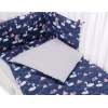 Bettwäsche Set für Babybett 3-tlg - Schwäne dunkelblau