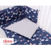 Bettwäsche Set für Babybett 3-tlg - Schwäne dunkelblau