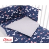 Bettwäsche Set für Babybett 3-tlg - Schwäne dunkelblau