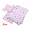 Bettwäsche Set für Babybett 3-tlg - Sternen grau - rosa/rosa