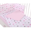 Bettwäsche Set für Babybett 3-tlg - Sternen grau - rosa/rosa