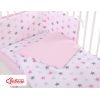 Bettwäsche Set für Babybett 3-tlg - Sternen grau - rosa/rosa