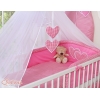 Bettwäscheset 11-tlg mit Moskitonetz für Babybett - Hängende Herzen dunkel rosa kariert