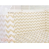 Bettwäscheset 6tlg für Beistellbett FABIO - Basic Zick-Zack - beige