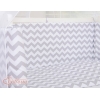 Bettwäscheset 6tlg für Beistellbett FABIO - Basic Zick-Zack - grau