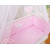 Bettwäscheset 6tlg für Beistellbett FABIO - Hängende Herzen Rosa-Punktemuster