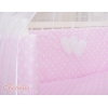 Bettwäscheset 6tlg für Beistellbett FABIO - Hängende Herzen Rosa-Punktemuster