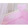 Bettwäscheset 6tlg für Beistellbett FABIO - Hängende Herzen Rosa-Punktemuster