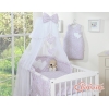 Bettwäscheset Babybett 11-tlg mit Moskitonetz - Hängende Herzen rosa Blümchen
