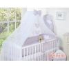 Bettwäscheset Babybett 11-tlg mit Moskitonetz - Hängende Herzen rosa Blümchen