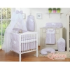 Bettwäscheset Babybett 11-tlg mit Moskitonetz - Hängende Herzen rosa Blümchen