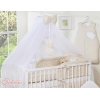 Bettwäscheset für Babybett 11-tlg mit Moskitonetz - Hängende Herzen Beige-Punktemuster