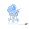 Blau Weide Puppenwagen aus Korb Bettwäsche Blau mit Weiß Punktmuster nr 31699-588