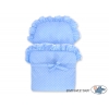 Blau Weide Puppenwagen aus Korb Bettwäsche Blau mit Weiß Punktmuster nr 31699-588
