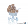 Blau Weide Korb Puppenwagen Bettwäsche Braun Punktmuster nr 31699-584