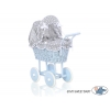 Blau Weide Korb Puppenwagen Bettwäsche Grau mit Weiß Punktmuster nr 31699-583