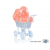 Blau Weide Puppenwagen aus Korb mit Bettwäsche Pfirsich- Punktmuster nr 31699-761
