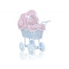 Blau Weide Puppenwagen Korb Bettwäsche rosa Blümchen