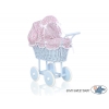 Blau Weide Puppenwagen Korb Bettwäsche rosa Blümchen