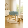 Boho Moseskorb mit Matratze und Schaukelständer - misty blue