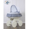 Bollerwagen für Baby Weiße Weide mit Marineblau-Weiß Bettwäscheset Hannah 70102-903*