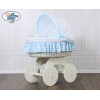 Luxus Stubenwagen für Babys mit Haube Hannah Blau Weiß nr 70102-900*