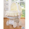 Bollerwagen mit Bettwäsche mit Haube für Baby - Teddy Bär Barnaba creme