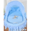 Bollerwagen mit Haube - Bär mit Schleife blau